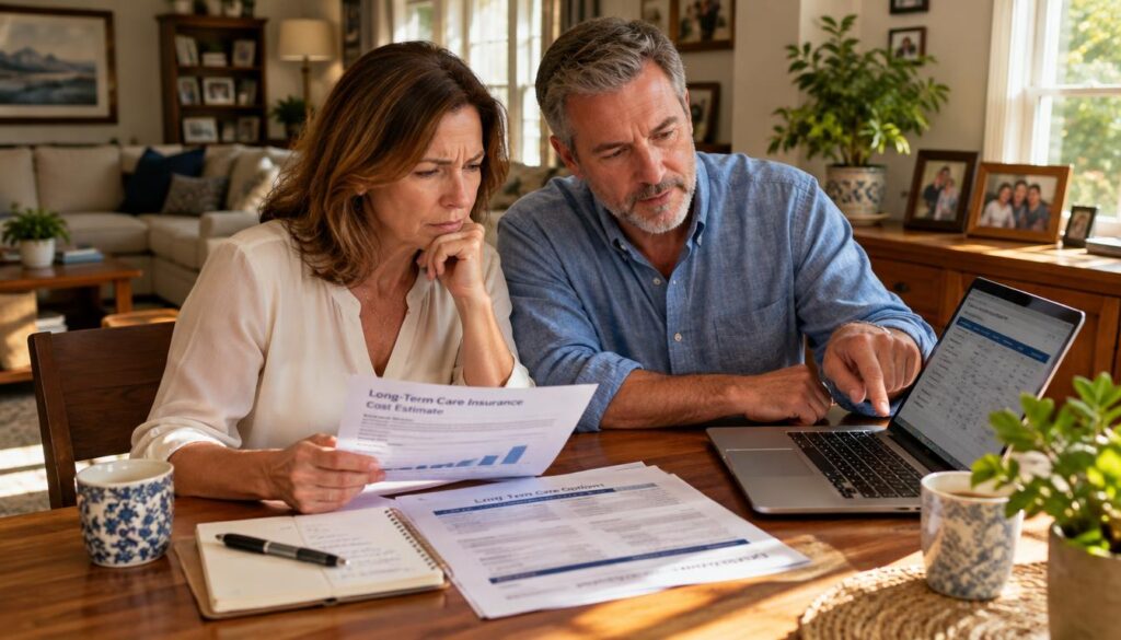 Couple reviewing annual long-term care insurance costs