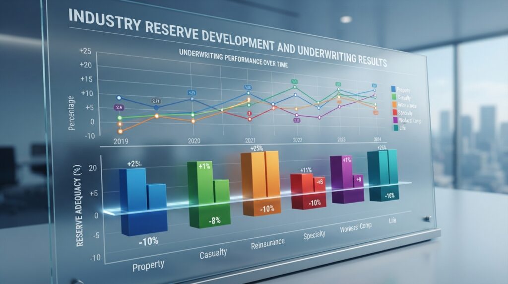 Industry reserve development and underwriting results chart