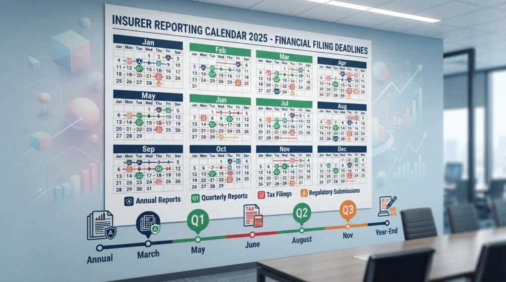 Insurer reporting calendar with 2025 financial filing deadlines Insurer reporting calendar with 2025 financial filing deadlines