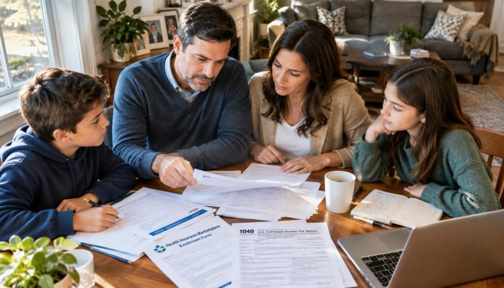 New Jersey family reviewing Marketplace enrollment dates and tax forms New Jersey family reviewing Marketplace enrollment dates and tax forms