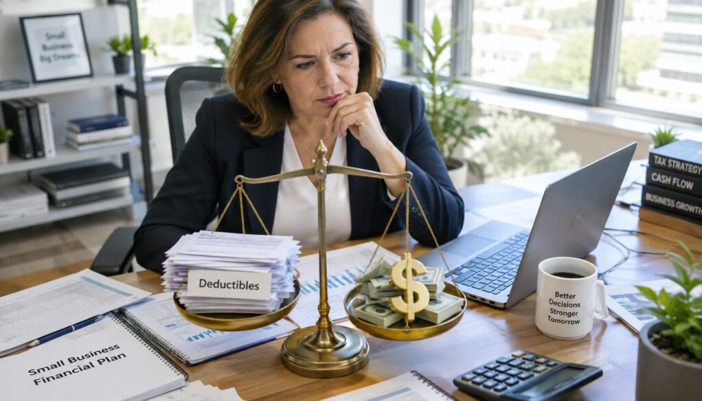 Small business owner weighing deductible costs against cash reserves Small business owner weighing deductible costs against cash reserves